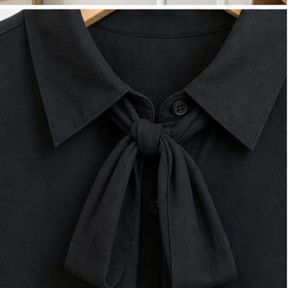 Black Button Blouse - Picture 4 of 6